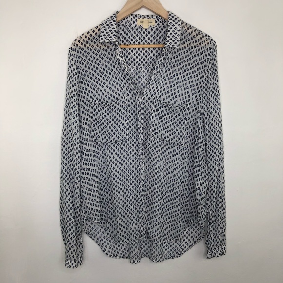 cloth & stone Tops - Cloth and Stone White Blue Top